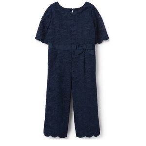 Janie and Jack Lace Jumpsuit Dark Marine Special Occasion Back Cutout Size 8 NWT